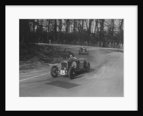 Two Frazer-Nash cars racing at Donington Park, Leicestershire, 1930s by Bill Brunell