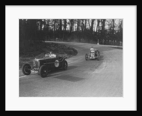 Two Frazer-Nash cars racing at Donington Park, Leicestershire, 1930s by Bill Brunell