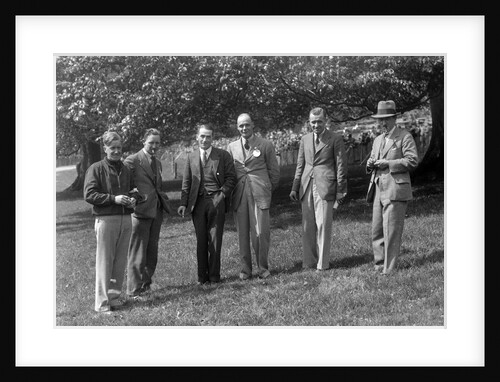 Group of men at Donington Park motor racing circuit, Leicestershire, c1930s by Bill Brunell