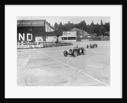 Frazer-Nash of RT Grogan leading Jack Lemon Burton's Bugatti T37, BARC meeting, Brooklands, 1933 by Bill Brunell