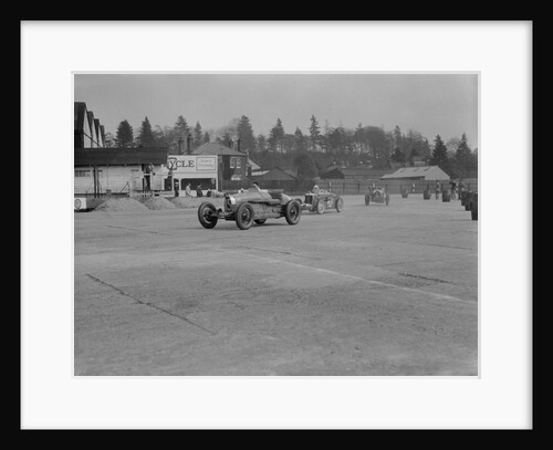 Two Bugatti Type 37s and an MG racing at Brooklands, Surrey, 1930s by Bill Brunell