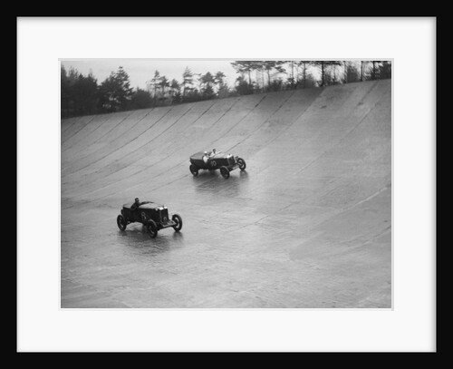 Alvis and Sunbeam stripped 4-seaters racing at a BARC meeting, Brooklands, Surrey, 1931 by Bill Brunell