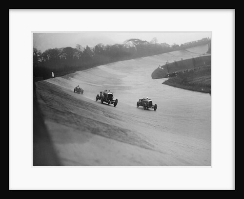 Bentleys of Eddie Hall and RO Williams and a Bugatti, BARC meeting, Brooklands, Surrey, 1931 by Bill Brunell