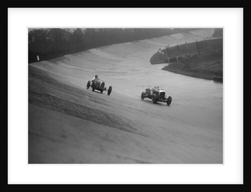 Bugatti and Bentley of Eddie Hall racing at a BARC meeting, Brooklands, Surrey, 1931 by Bill Brunell