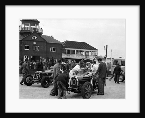 ERA and Charles Mortimer's Bugatti Type 35B at Brooklands, Surrey, 1939 by Bill Brunell