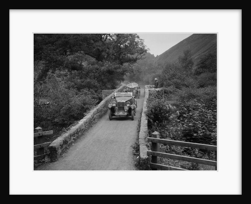 MG M type crossing Figle Bridge during a motoring trial, Devon, c1930s by Bill Brunell