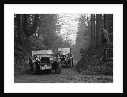 SD Marr's Tracta open sports and R Peaty's Singer open 4-seater at the JCC Half-Day Trial, 1930 by Bill Brunell