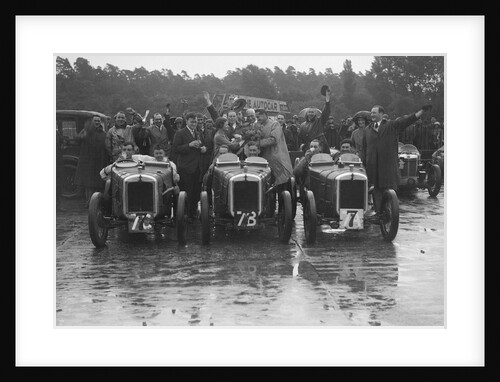 Three Austin 7 TT type Ulsters at the LCC Relay Grand Prix, Brooklands, 1931 by Bill Brunell