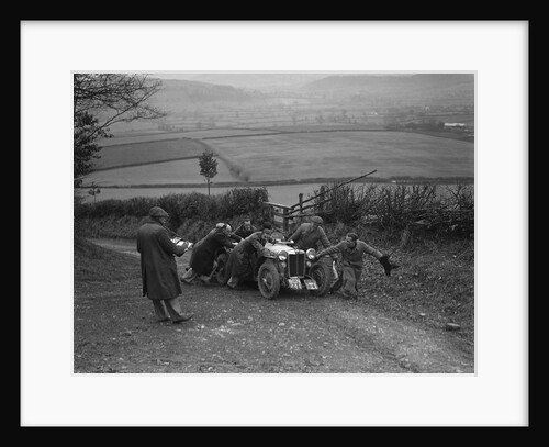 MG PB of K Scales getting a push during the MG Car Club Midland Centre Trial, 1938 by Bill Brunell