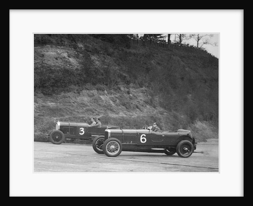 Sunbeam of BO Davis and Bentley of Major H Butler racing at a BARC meeting, Brooklands, 1930 by Bill Brunell