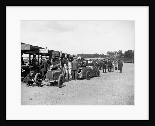 Bugatti Special 1 and Gwynne Special in the pits at a BARC meeting, Brooklands, 1933 by Bill Brunell
