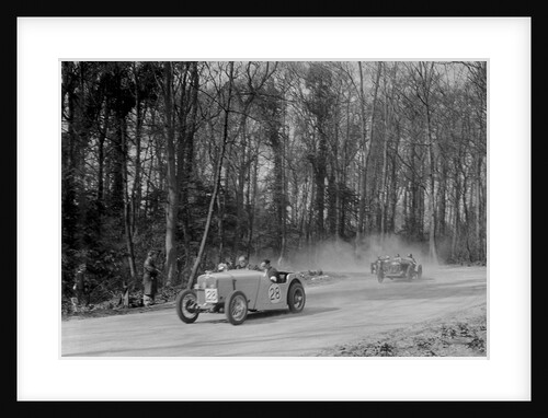 Singer of JR Baker leading a Riley at Coppice Corner, Donington Park, Leicestershire, 1933 by Bill Brunell