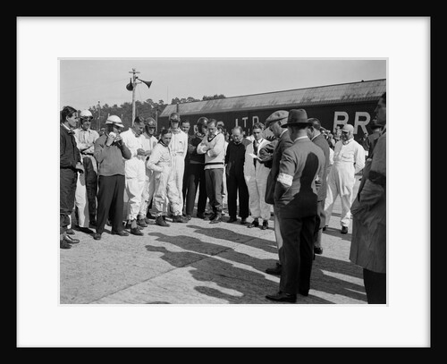 Drivers being addressed at the JCC 200 Mile Race, Brooklands, 1926 by Bill Brunell