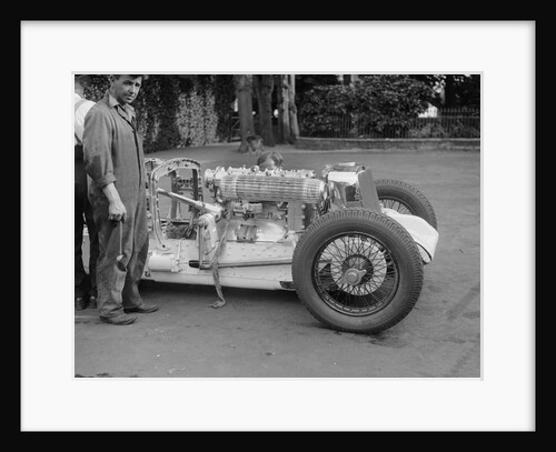 Engine of Raymond Mays' Vauxhall-Villiers with the bonnet removed, c1930s by Bill Brunell