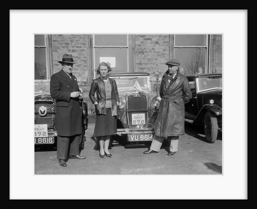 SA Crabtree and Kitty Brunell beside their Crossley cars at the RAC Rally, 1932 by Bill Brunell