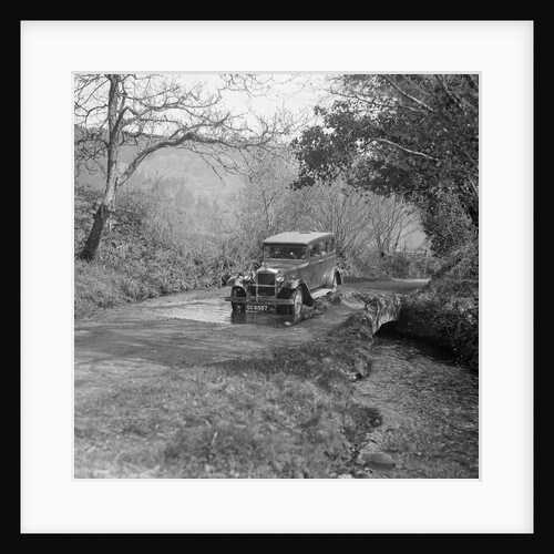 Singer Super Six driving through a ford at Croydon Hill, near Timberscombe, Somerset, 1930s by Bill Brunell
