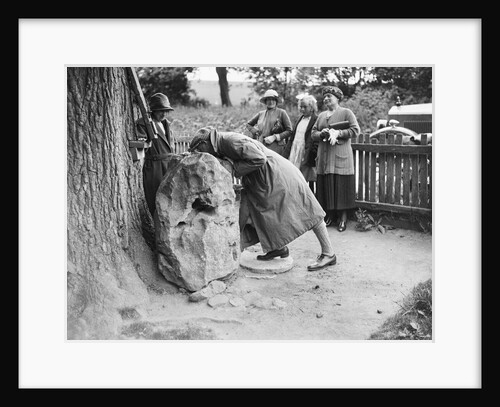 People visiting King Alfred's Blowing Stone, Kingston Lisle, near Uffington, Oxfordshire, c1920s by Bill Brunell