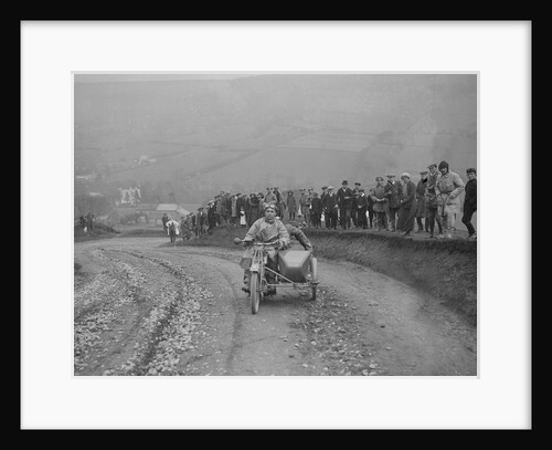 Unidentified motorcycle and sidecar, Rosedale Chimney Bank, Yorkshire, c1920-c1939 by Bill Brunell