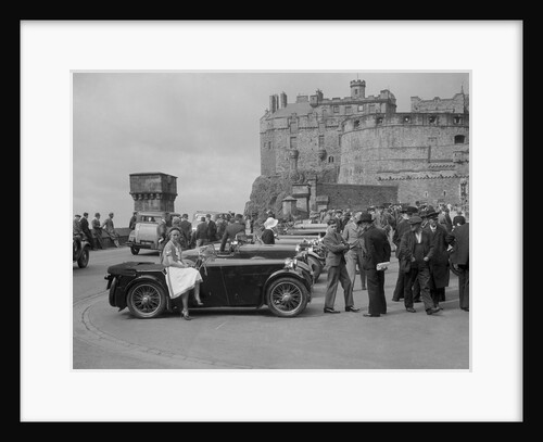 Kitty Brunell and her MG Magna on Castle Esplanade, Edinburgh, RSAC Scottish Rally, 1932 by Bill Brunell