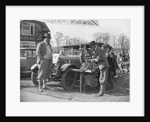 Surbiton Motor Club motorcycle trial, Talbot Hotel, Ripley, Surrey, c1930. by Bill Brunell