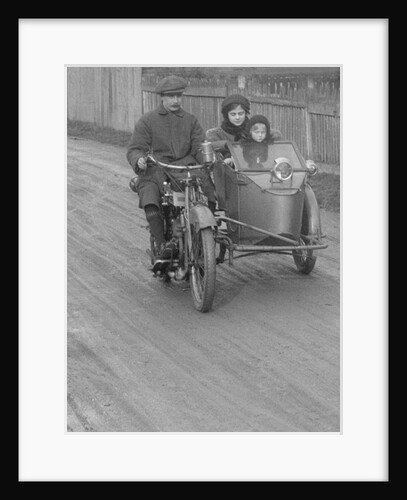 Bill Brunell riding a Clyno motorcycle and sidecar, c1920 by Bill Brunell