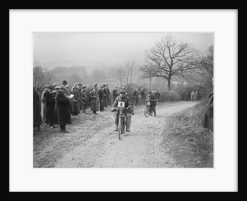 Unidentified motorcycle at an early motoring trial, pre 1914. by Bill Brunell