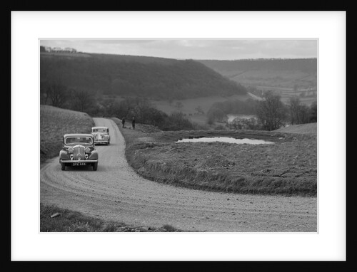Rover of BN Wilmott and Jaguar SS of Dr AR Gray competing in the RAC Rally, 1939 by Bill Brunell