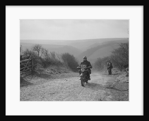 498 cc Triumph of CJ Dennis, MCC Lands End Trial, top of Beggars Roost, Exmoor, 1939 by Bill Brunell