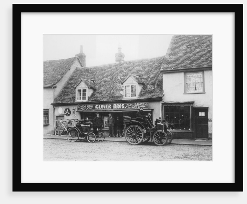 1898 Benz and an early Panhard, c1900 by Unknown