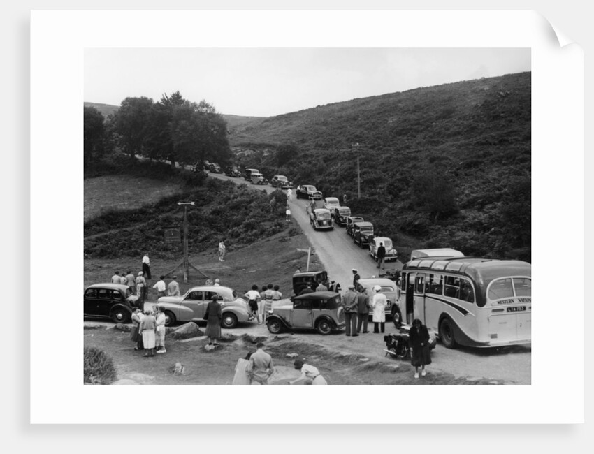Crowded road at Dartmeet, Devon, c1951 by Unknown