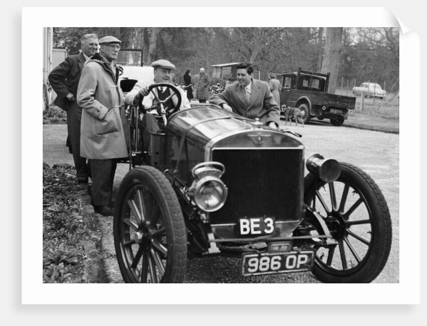 Lord Brabazon in the driver's seat of a vintage car, 1956 by Unknown