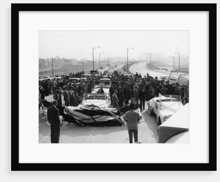 Freeway opening, possibly the Ventura Freeway in Los Angeles, California, USA, late 1940s by Unknown