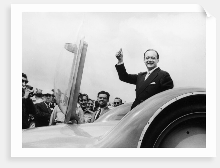 Donald Campbell with the Bluebird CN7 at the Goodwood trials, July 1960 by Unknown