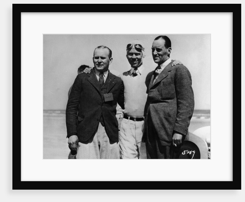 Malcolm Campbell, Frank Lockhart, Ray Keech (right to left) at Daytona, Florida, 1928 by Unknown