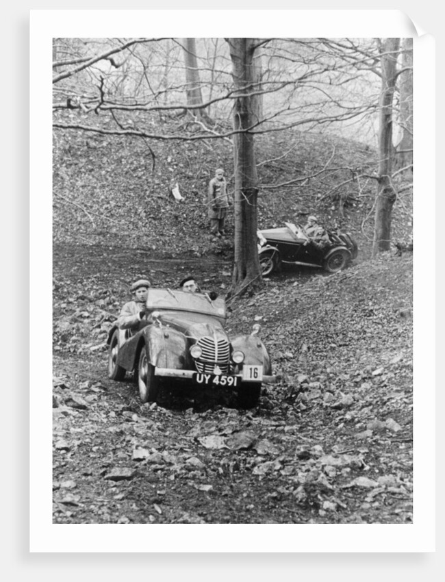 Peter Collins taking part in a hill climb, March 1949 by Unknown