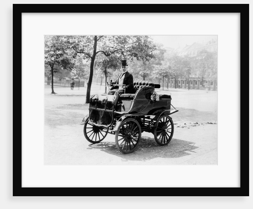 Roger Wallace in his electric car, 1899 by Unknown