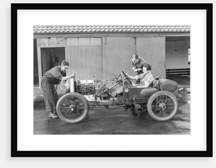 Amherst Villiers and a mechanic taking the revs of a Bugatti Cordon Rouge, c1920s by Unknown