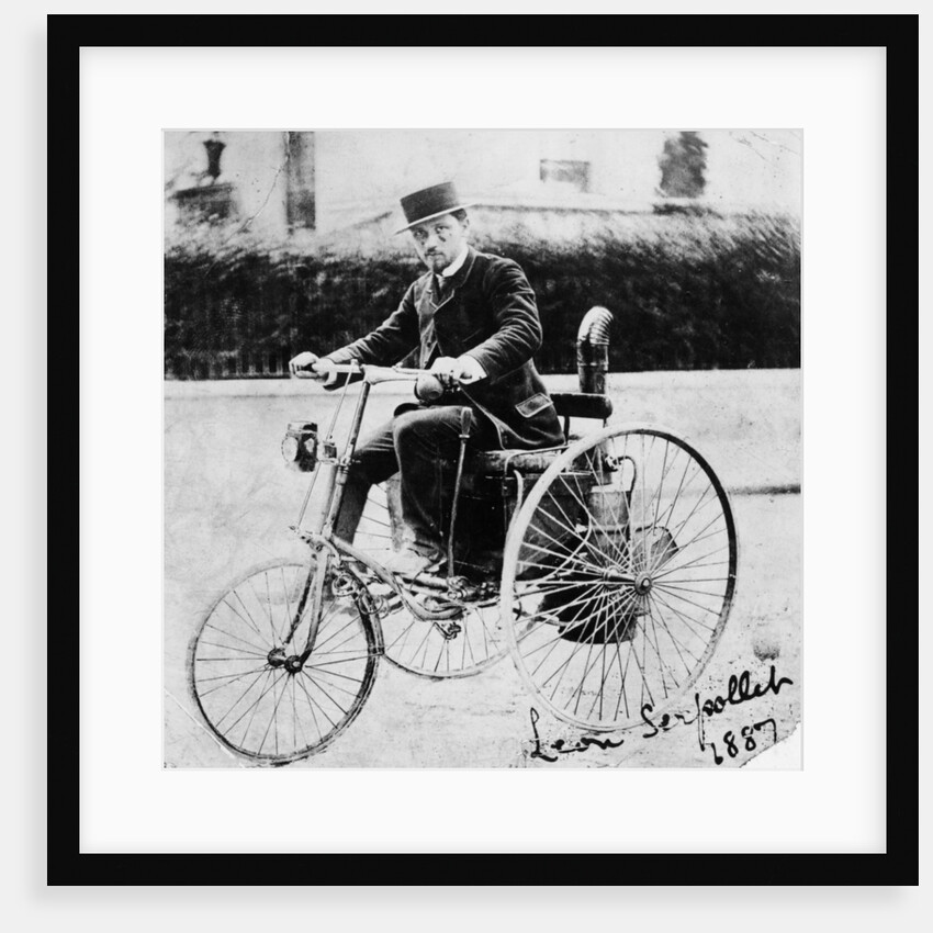 Leon Serpollet on his first steam tricycle by Anonymous