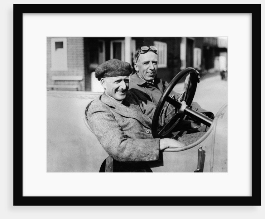 Two men in a vintage car by Unknown