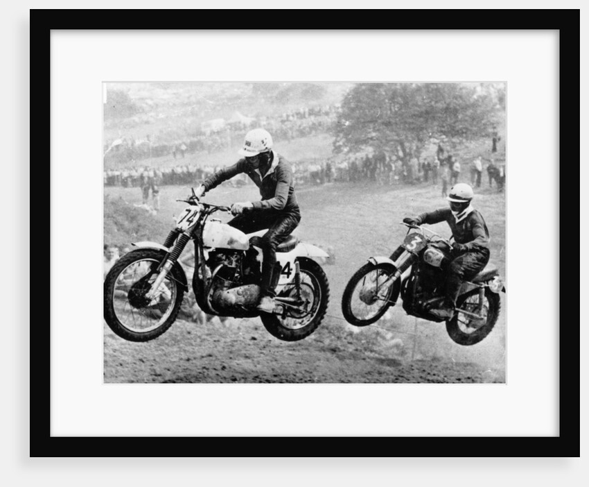 Two motorcyclists taking part in Motocross at Brands Hatch, Kent by Unknown