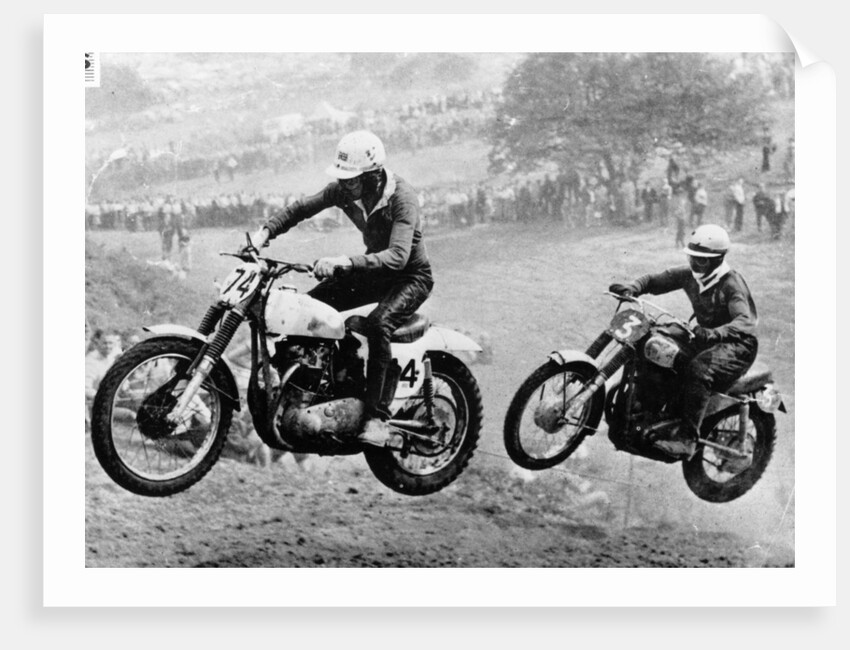Two motorcyclists taking part in Motocross at Brands Hatch, Kent by Unknown