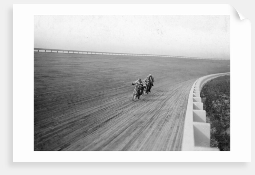 Motorbikes racing at Speedway Park, Maywood, Chicago, Illinois, USA, 1915 by Unknown