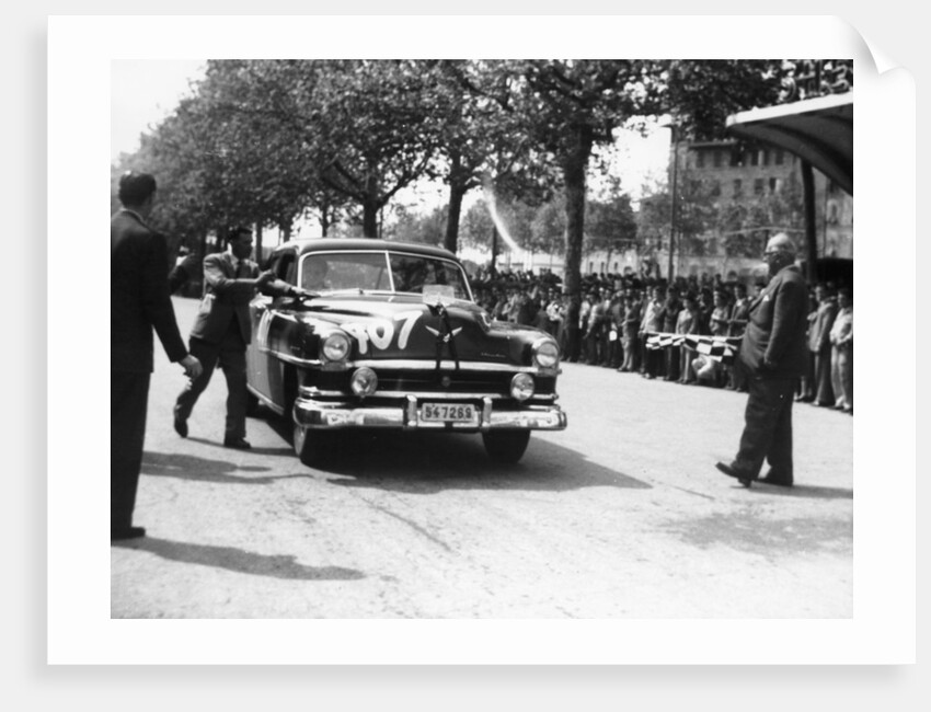 Paul Frere in a Chrysler Saloon V8, in the Mille Miglia, 1953 by Unknown