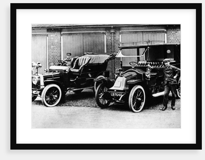 Chauffeurs with a 1906 Daimler and Renault, c1906 by Unknown