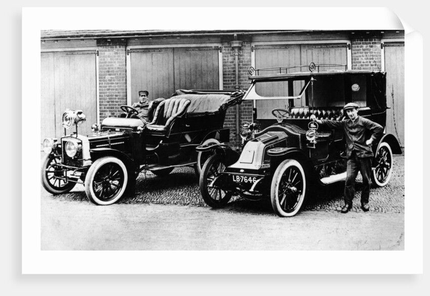 Chauffeurs with a 1906 Daimler and Renault, c1906 by Unknown