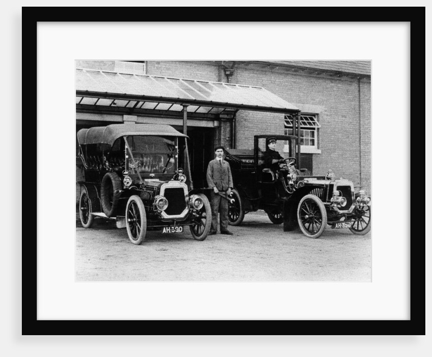 Chauffeurs with their convertible cars by Unknown