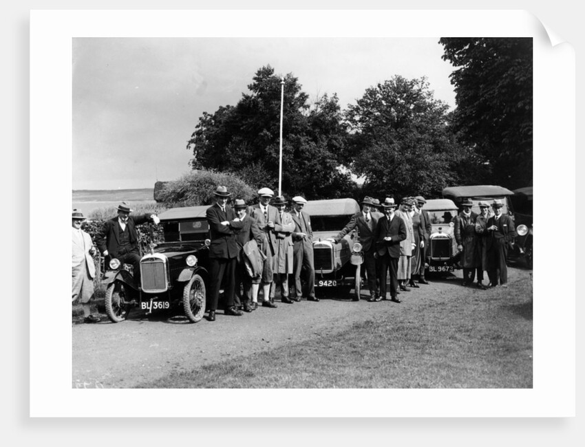 Group of people and cars on a country road, (c1930s?) by Unknown