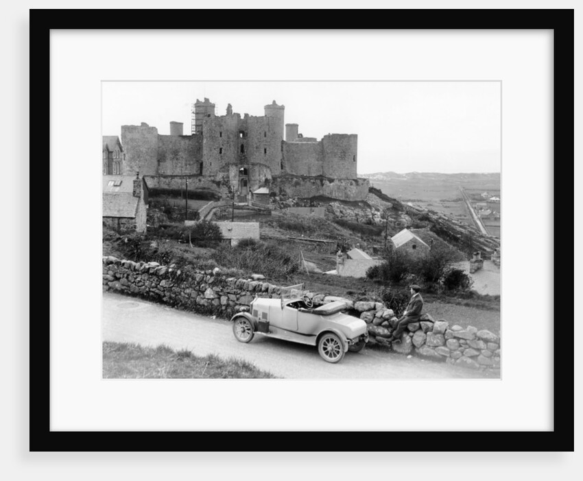 A Singer car in front of Harlech Castle, Wales, early 1920s by Unknown