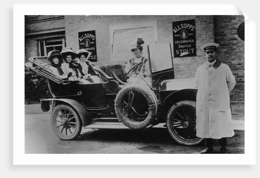 A group of ladies in a car, with their uniformed chauffeur, 1910 by Unknown