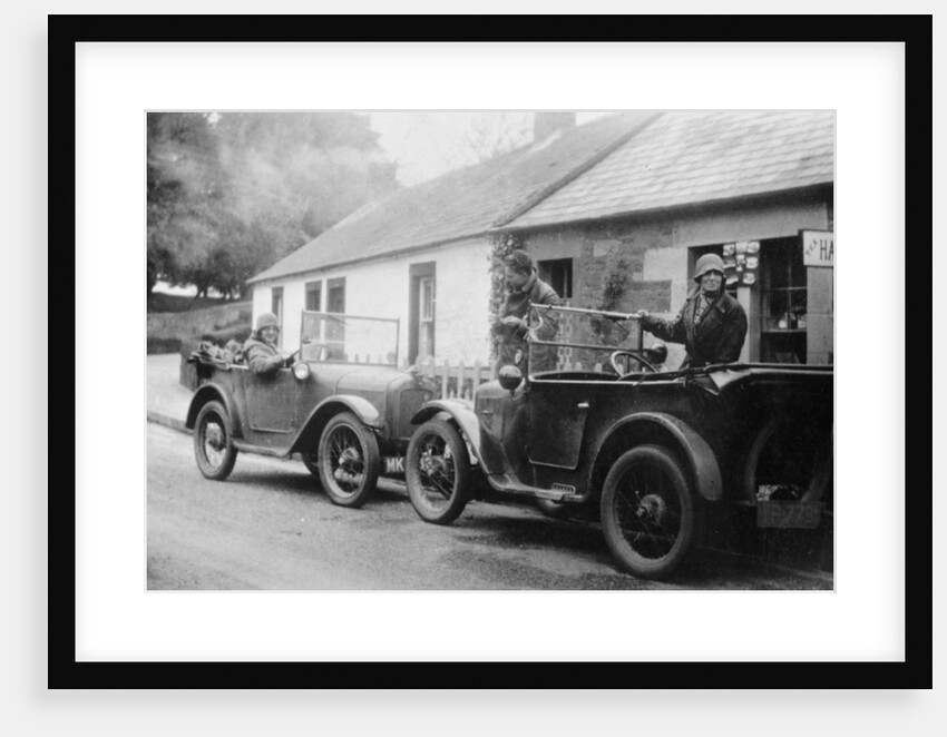 Two Austin Sevens parked outside a small tea shop, c1925 by Unknown